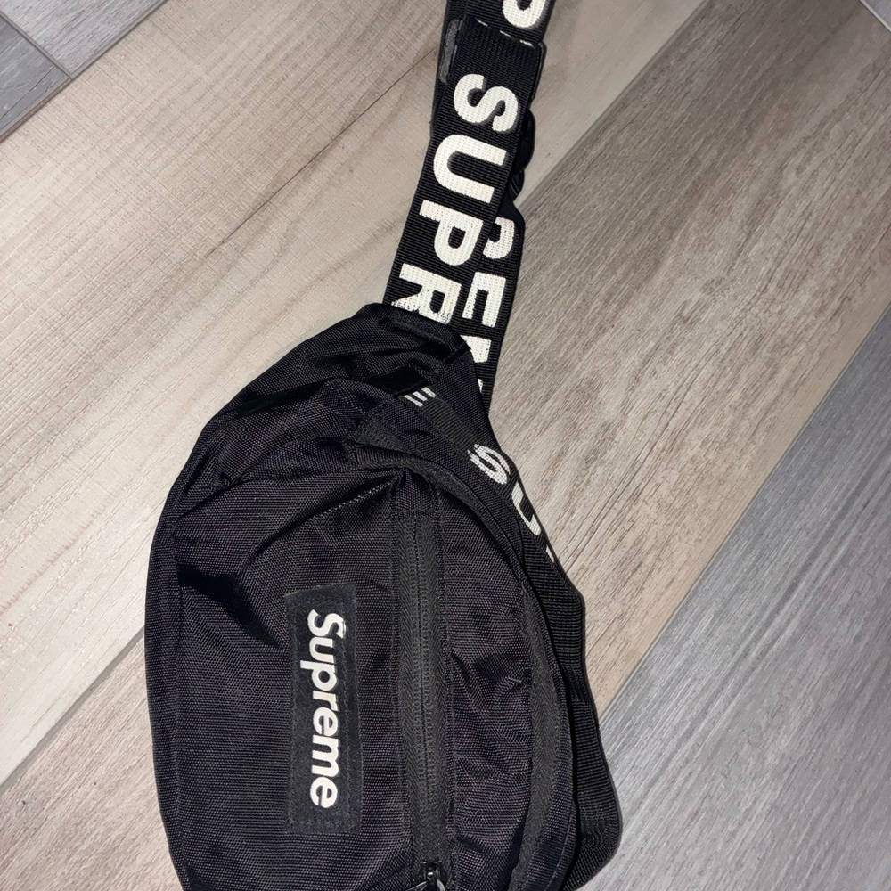 Supreme Black Belt Bag with Logo Strap